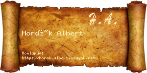 Horák Albert névjegykártya